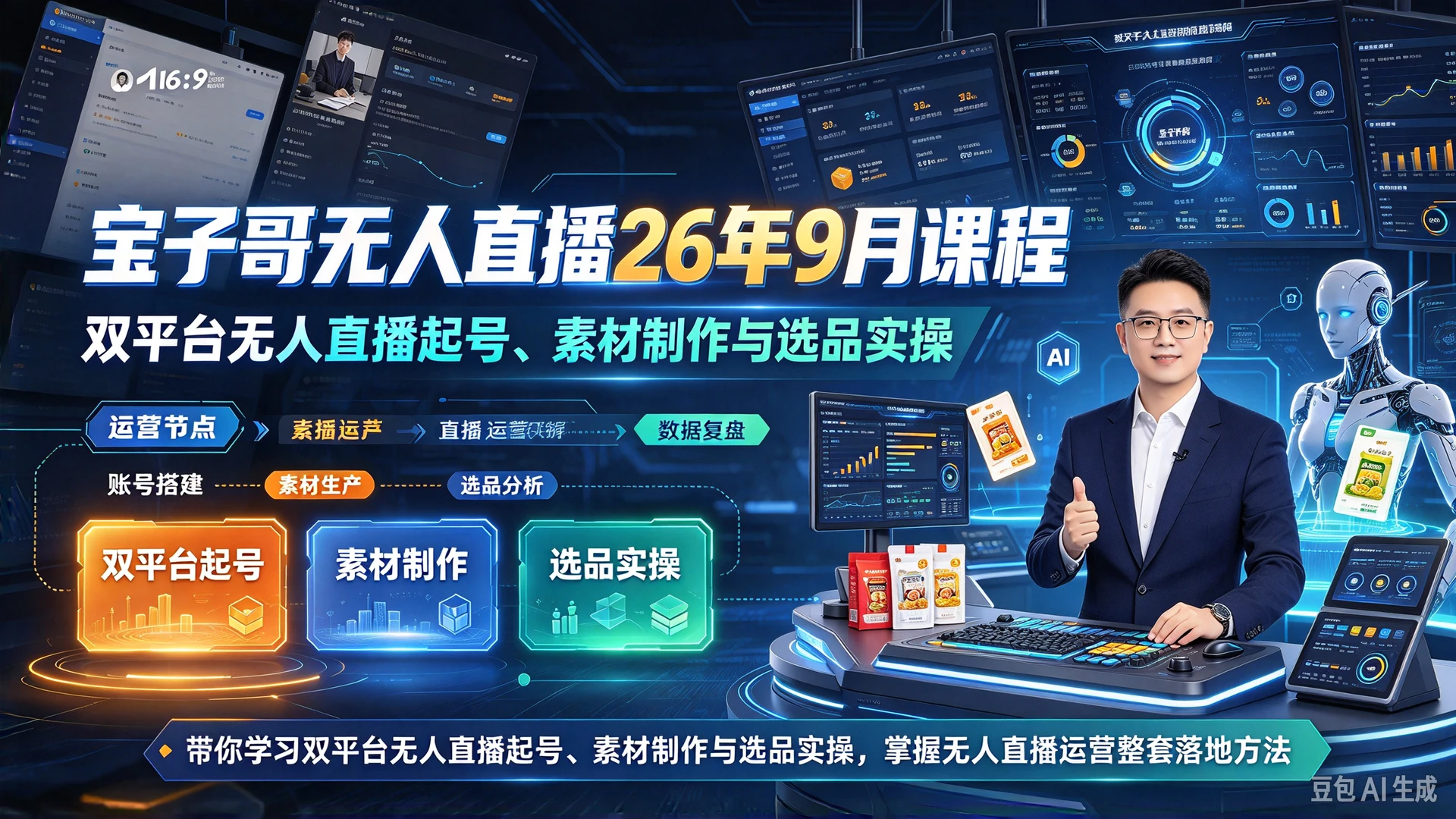 【精】宝子哥无人直播26年9月课程,带你学习双平台无人直播起号、素材制作与选品实操,掌握无人直播运营整套落地方法 【精】宝子哥无人直播26年9月课程,带你学习双平台无人直播起号、素材制作与选品实操,掌握无人直播运营整套落地方法