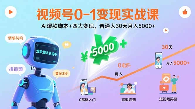 【精】视频号0-1变现实战课:AI爆款脚本+四大变现,普通人30天月入5000+ 【精】视频号0-1变现实战课:AI爆款脚本+四大变现,普通人30天月入5000+