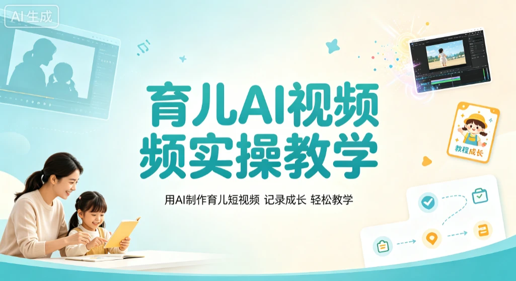 【精】育儿AI视频实操教学，用AI制作育儿短视频，记录成长轻松教学
