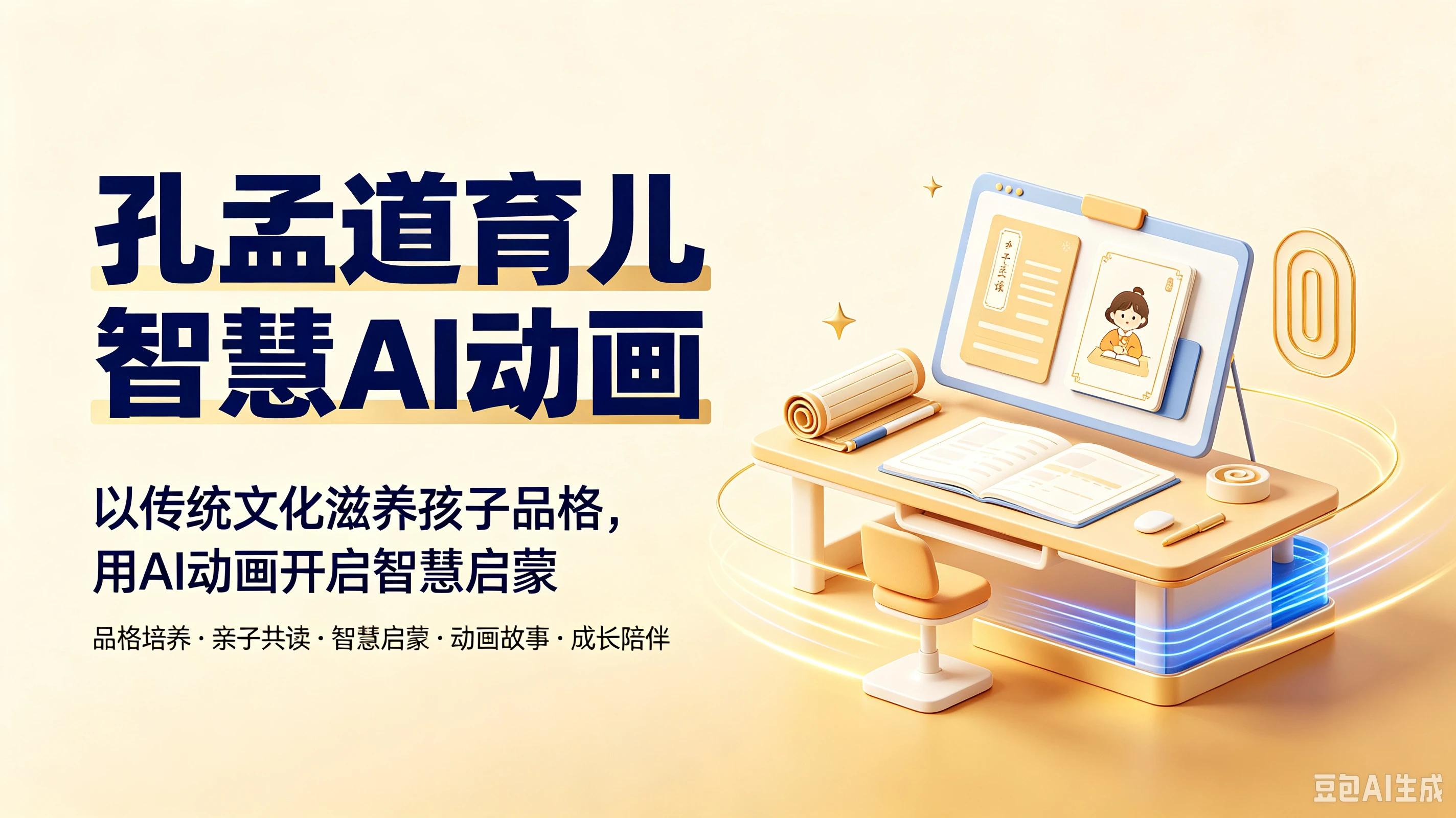 【精】孔孟道育儿智慧AI动画，以传统文化滋养孩子品格，用AI动画开启智慧启蒙，品格培养、亲子共读、智慧启蒙、动画故事、成长陪伴