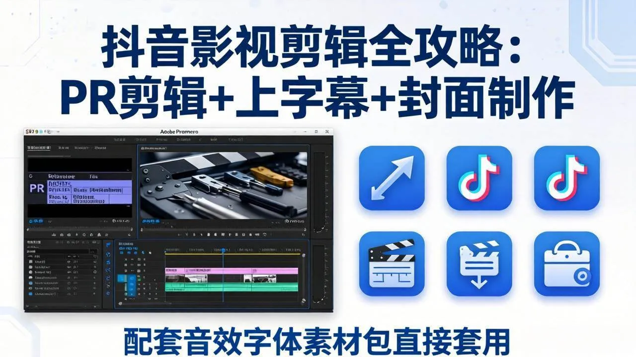 【精】抖音影视剪辑全攻略:PR剪辑+上字幕+封面制作,配套音效字体素材包直接套用 【精】抖音影视剪辑全攻略:PR剪辑+上字幕+封面制作,配套音效字体素材包直接套用