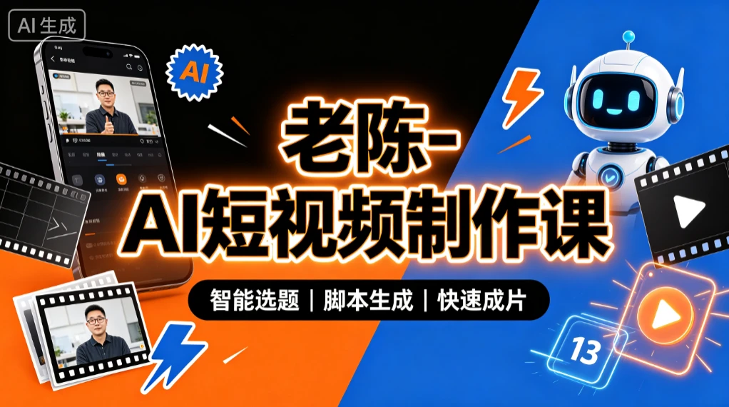 【精】老陈- AI短视频制作课,从选题到成片,AI工具实战,短视频增长 【精】老陈- AI短视频制作课,从选题到成片,AI工具实战,短视频增长