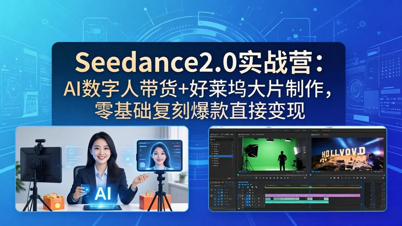 【精】Seedance2.0实战营:AI数字人带货+好莱坞大片制作,零基础复刻爆款直接变现 【精】Seedance2.0实战营:AI数字人带货+好莱坞大片制作,零基础复刻爆款直接变现