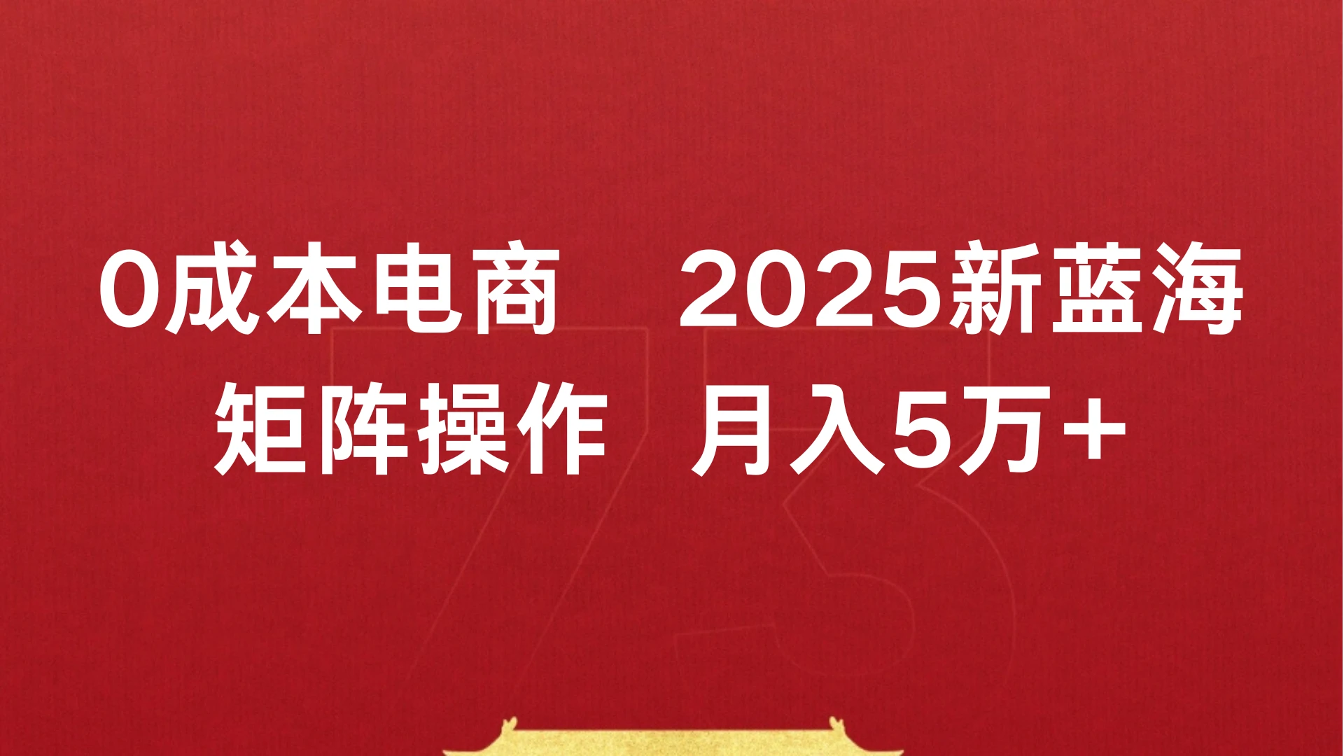 0成本电商,2025新蓝海,矩阵操作 月入5万+ 0成本电商,2025新蓝海,矩阵操作 月入5万+