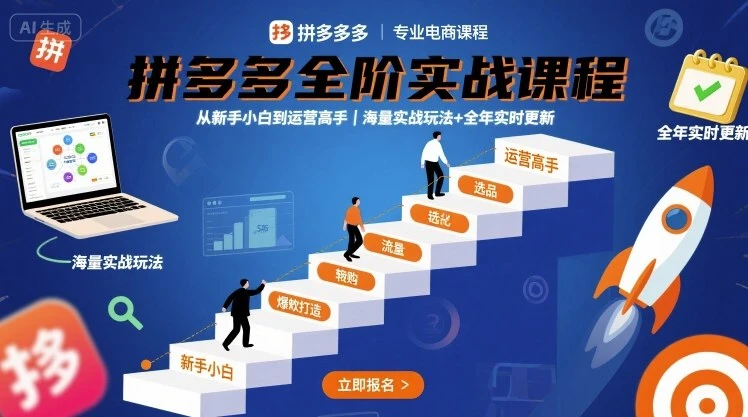 【精】拼多多全阶实战课程,从新手小白到运营高手,海量实战玩法+全年实时更新【2025年10月更新】 【精】拼多多全阶实战课程,从新手小白到运营高手,海量实战玩法+全年实时更新【2025年10月更新】