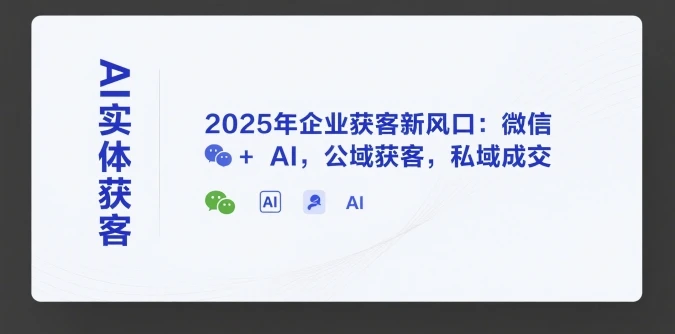 【精】AI实体获客,2025年企业获客新风口:微信+ AI,公域获客,私域成交 【精】AI实体获客,2025年企业获客新风口:微信+ AI,公域获客,私域成交
