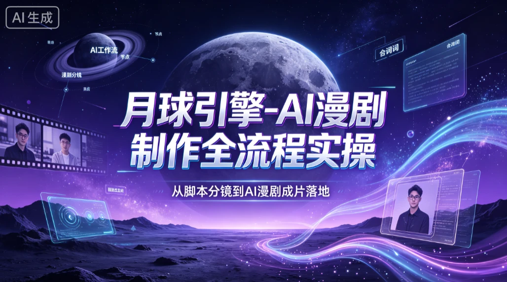 【精】月球引擎-AI漫剧制作全流程实操，从脚本分镜到AI漫剧成片落地