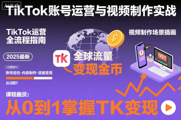 【精】2025最新TikTok账号运营与视频制作实战全流程,从0到1掌握TK变现(含11月最新TK搬运技术) 【精】2025最新TikTok账号运营与视频制作实战全流程,从0到1掌握TK变现(含11月最新TK搬运技术)