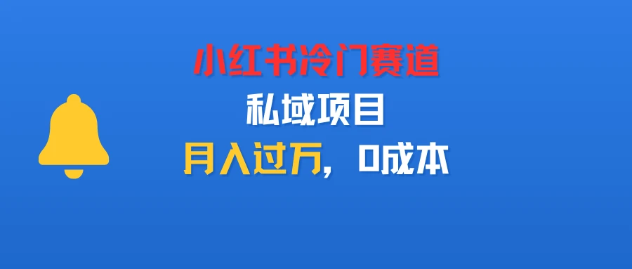 小红书冷门赛道，私域项目，月入过万，0成本