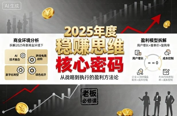 【精】2025年度稳賺思维老板创业营,拆解2025年新商业环境下,企业实现持续盈利的核心密码 【精】2025年度稳賺思维老板创业营,拆解2025年新商业环境下,企业实现持续盈利的核心密码