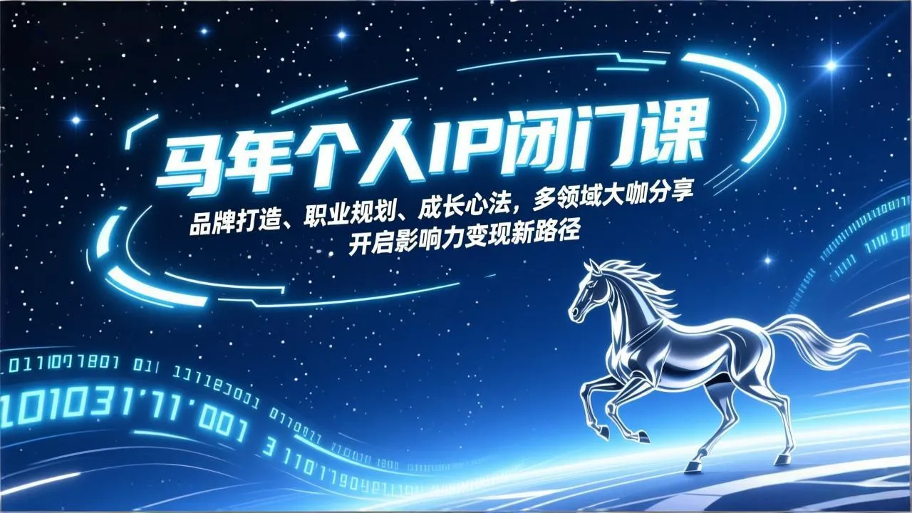 【精】马年个人IP闭门课,品牌打造、职业规划、成长心法,多领域大咖分享,开启影响力变现新路径 【精】马年个人IP闭门课,品牌打造、职业规划、成长心法,多领域大咖分享,开启影响力变现新路径