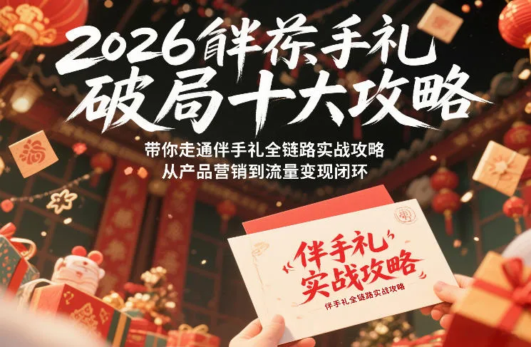 【精】2026伴手礼破局十大攻略,带你走通伴手礼全链路实战攻略,从产品营销到流量变现闭环 【精】2026伴手礼破局十大攻略,带你走通伴手礼全链路实战攻略,从产品营销到流量变现闭环
