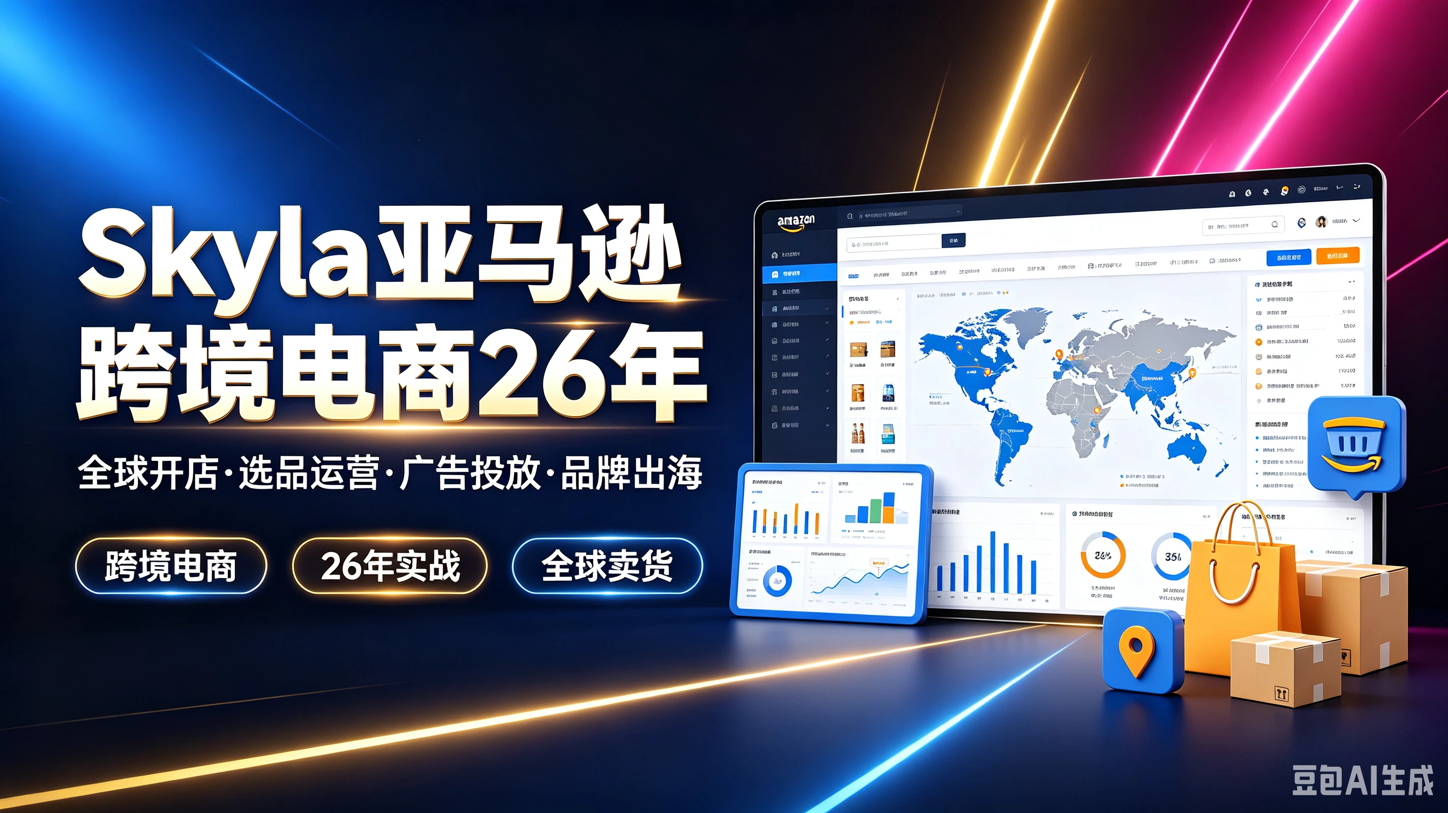 【精】Skyla亚马逊跨境电商26年，全球开店·选品运营·广告投放·品牌出海，跨境电商、26年实战、全球卖货