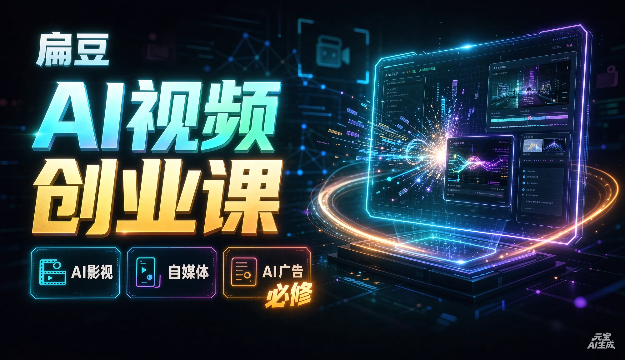 【精】扁豆：AI视频创业课（AI影视、AI自媒体、AI广告 必修）