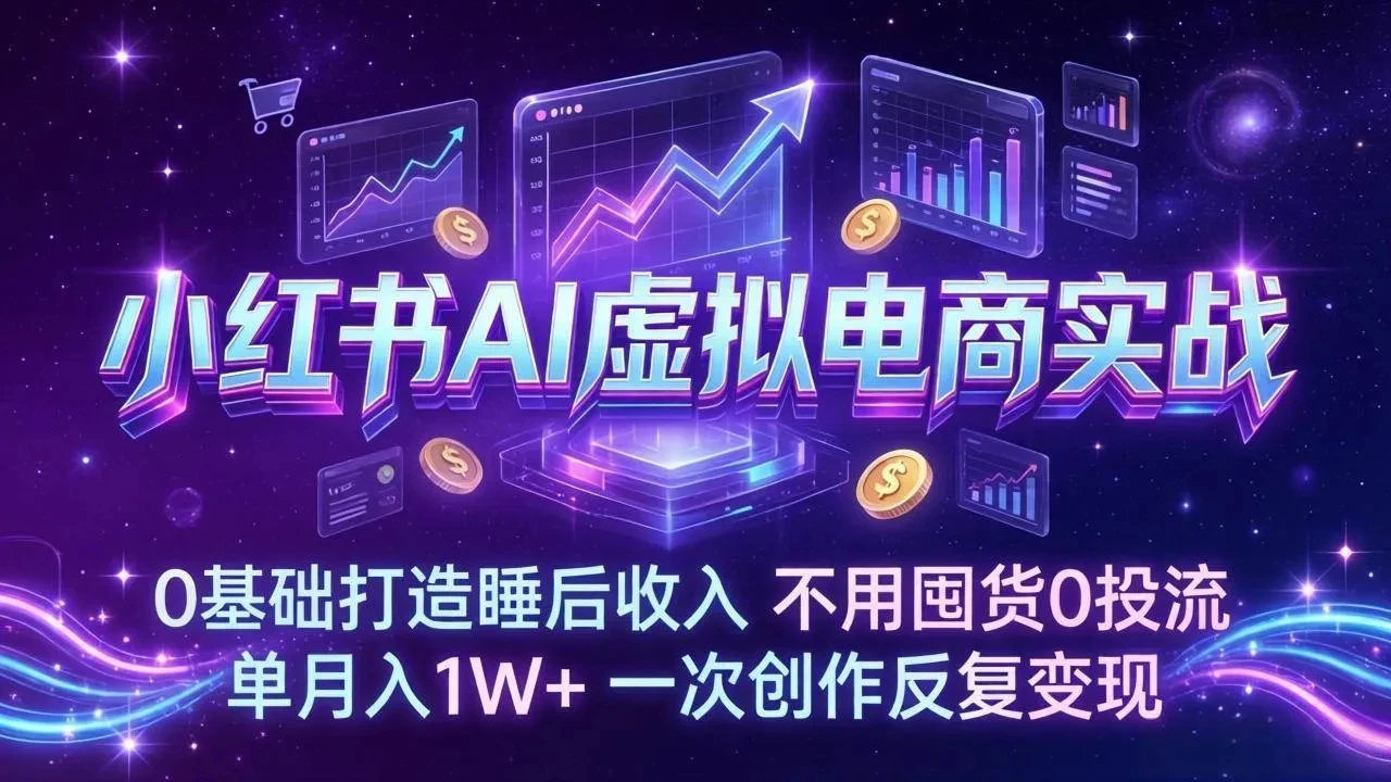 【精】小红书AI虚拟电商实战:0基础打造睡后收入,不用囤货0投流,单月入1W+,一次创作反复变现 【精】小红书AI虚拟电商实战:0基础打造睡后收入,不用囤货0投流,单月入1W+,一次创作反复变现