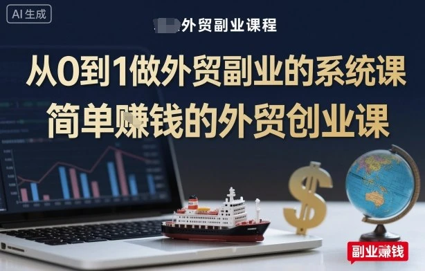 【精】从0到1做外贸副业的系统课，简单賺钱的外贸创业课