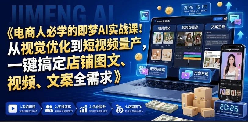 【精】电商人必学的即梦AI实战课 从视觉优化到短视频量产 一键搞定店铺图文、视频、文案全需求 【精】电商人必学的即梦AI实战课 从视觉优化到短视频量产 一键搞定店铺图文、视频、文案全需求