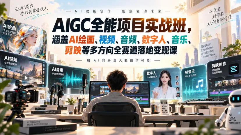 【精】AIGC全能项目实战班-无水印,涵盖AI绘画、视频、音频、数字人、音乐、剪映等多方向全赛道落地变现课(更新) 【精】AIGC全能项目实战班-无水印,涵盖AI绘画、视频、音频、数字人、音乐、剪映等多方向全赛道落地变现课(更新)