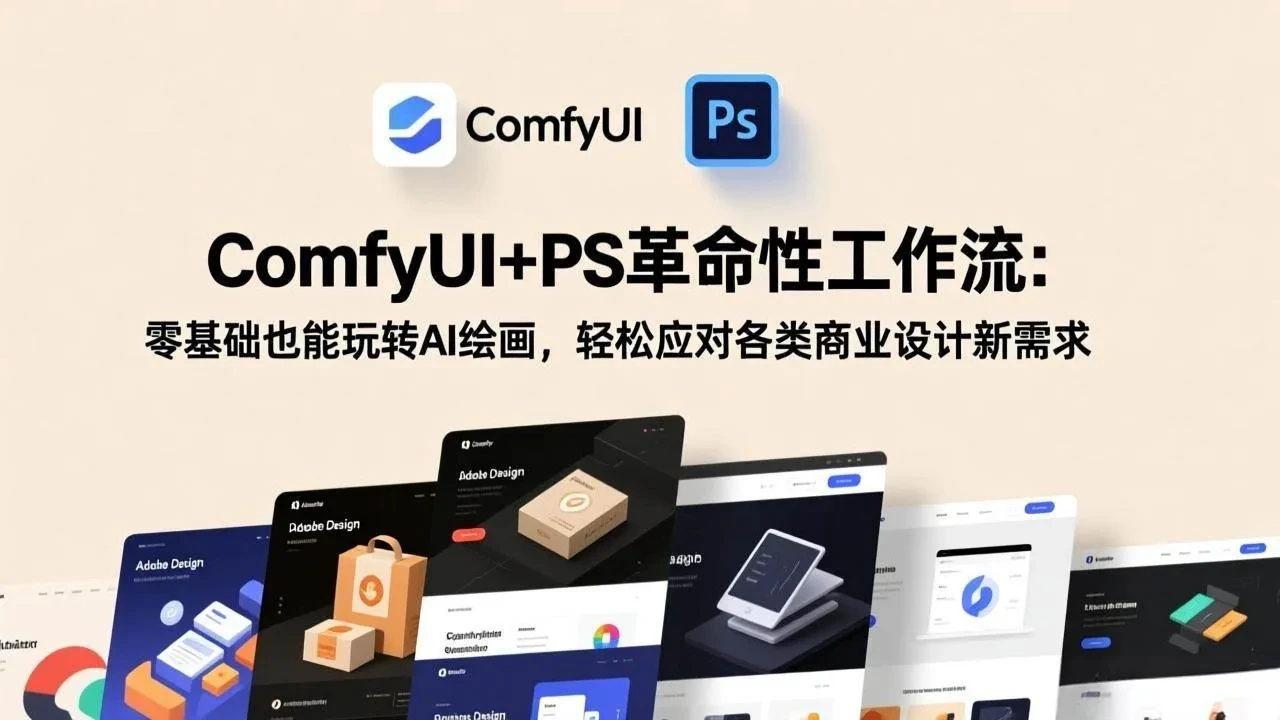 【精】ComfyUI+PS革命性工作流:零基础也能玩转AI绘画,轻松应对各类商业设计新需求 【精】ComfyUI+PS革命性工作流:零基础也能玩转AI绘画,轻松应对各类商业设计新需求