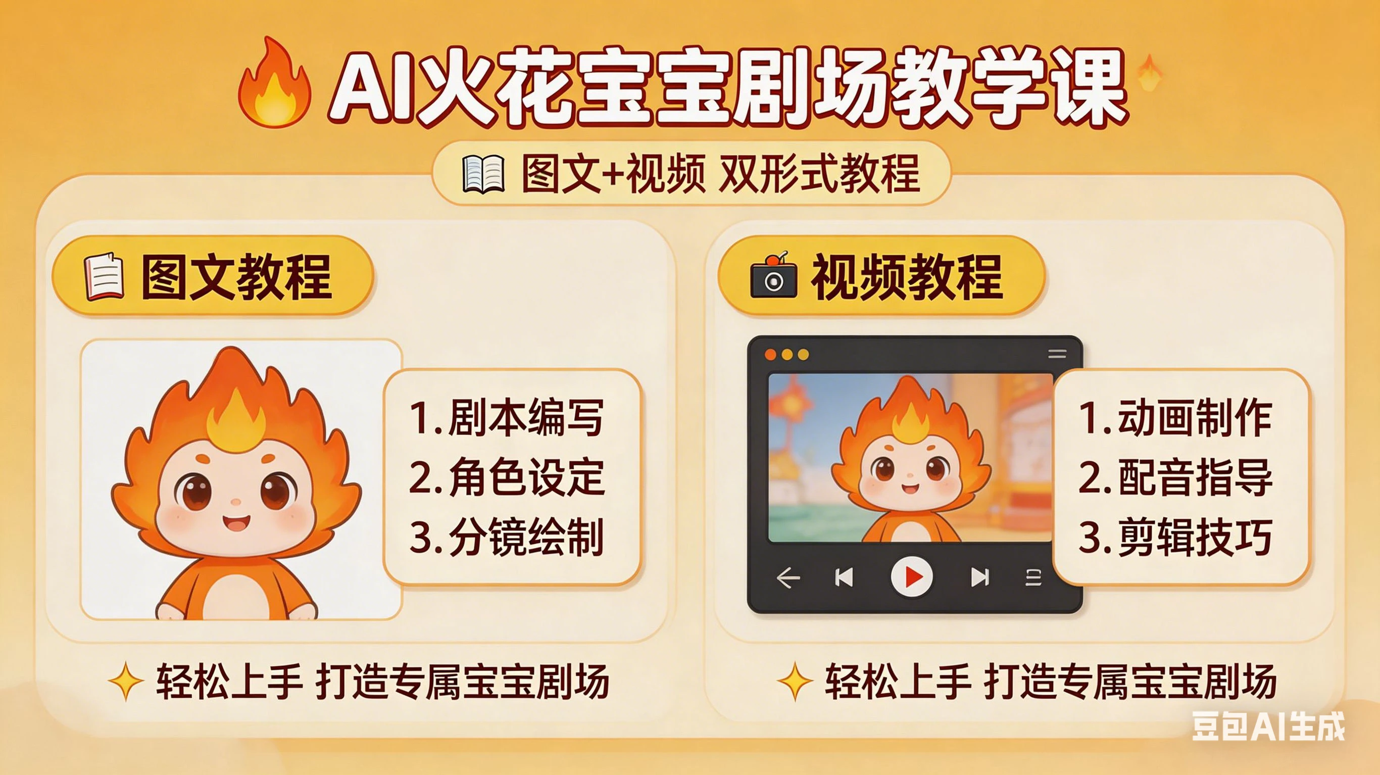 【精】AI火花宝宝宝宝剧场教学课，图文+视频双形式教程，解锁独家分成玩法，零基础也能快速入局变现
