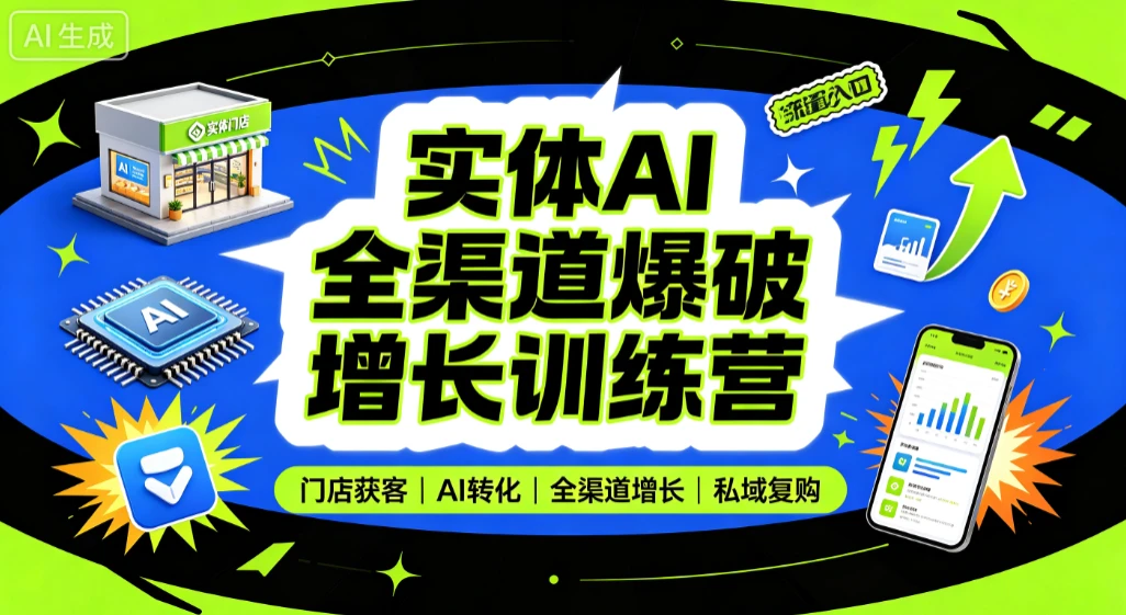 【精】实体AI全渠道爆破增长训练营,门店获客、AI转化、全渠道增长、私域复购 【精】实体AI全渠道爆破增长训练营,门店获客、AI转化、全渠道增长、私域复购