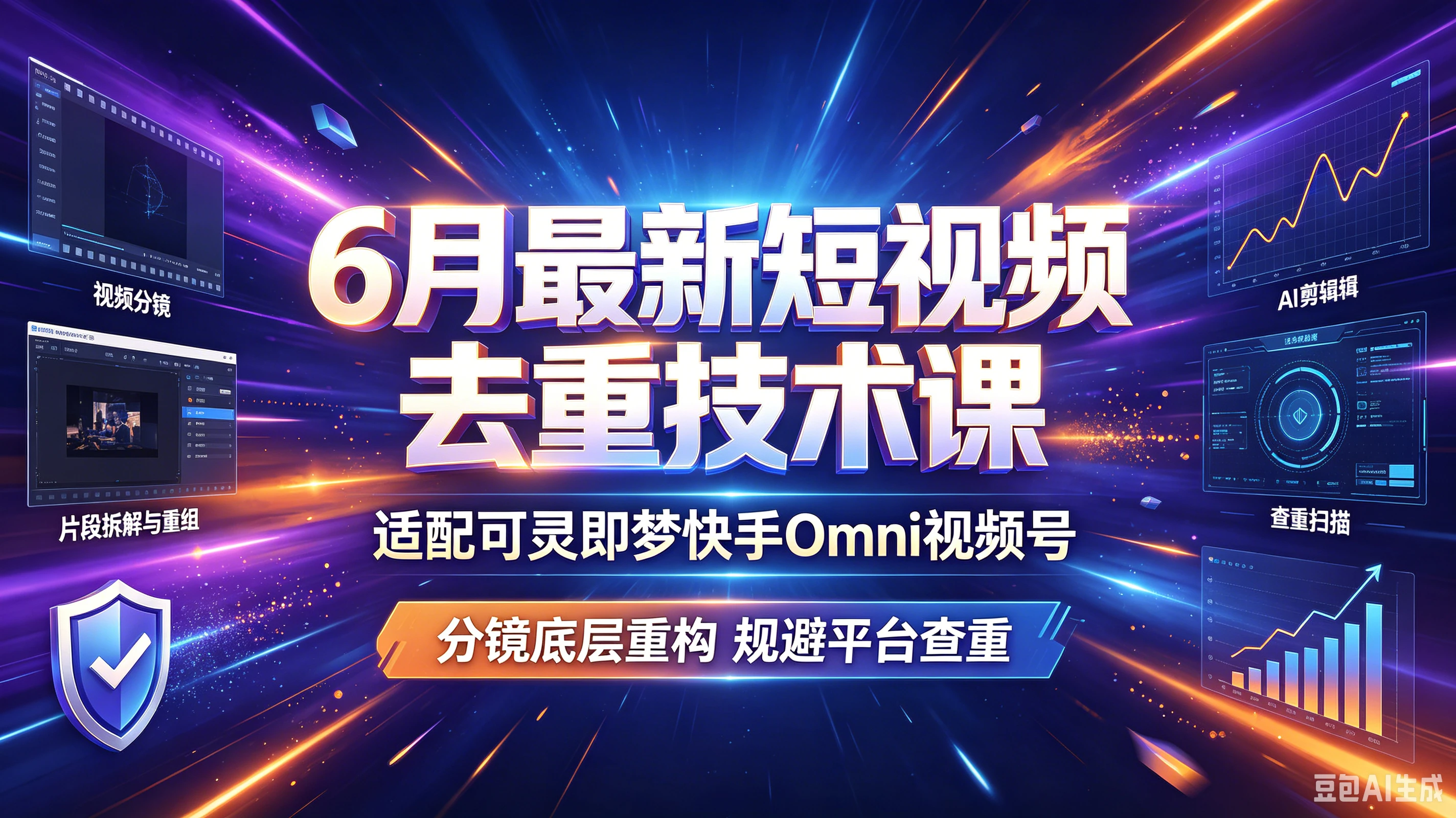 6月最新短视频去重技术课，适配可灵即梦快手Omni视频号，分镜底层重构规避平台查重