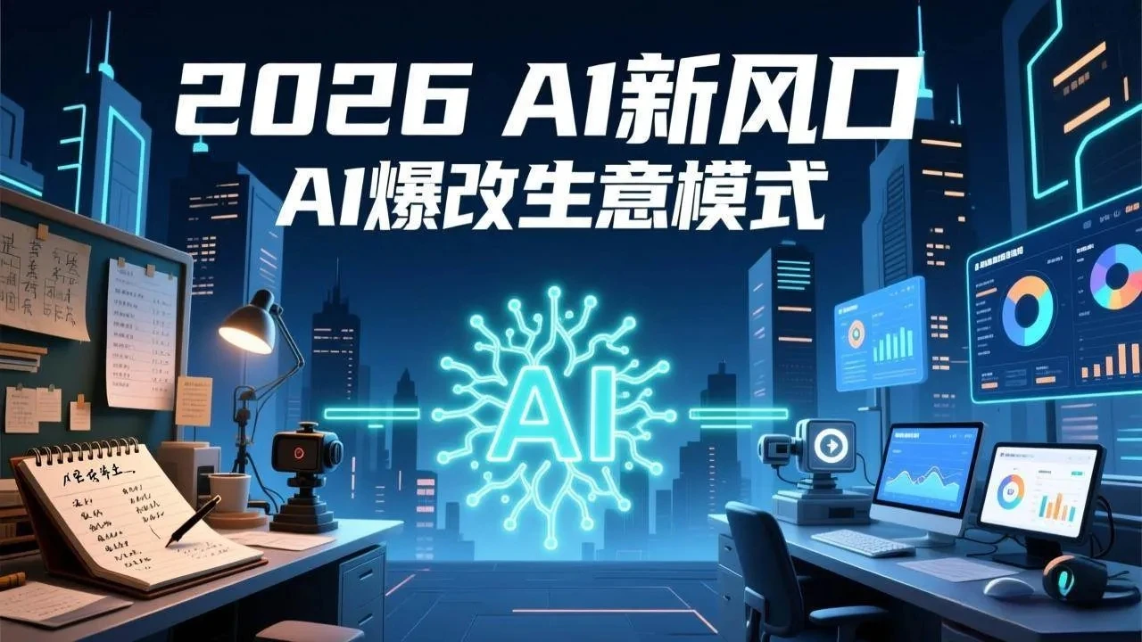 【精】2026年AI创富新风口，用人工智能爆改你的生意模式，从短视频到直播全面降本增效抢占先机