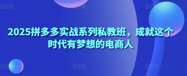 2025拼多多实战系列私教班,成就这个时代有梦想的电商人 2025拼多多实战系列私教班,成就这个时代有梦想的电商人
