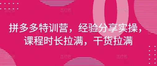 拼多多特训营,经验分享实操,课程时长拉满,干货拉满(更新25年4月) 拼多多特训营,经验分享实操,课程时长拉满,干货拉满(更新25年4月)