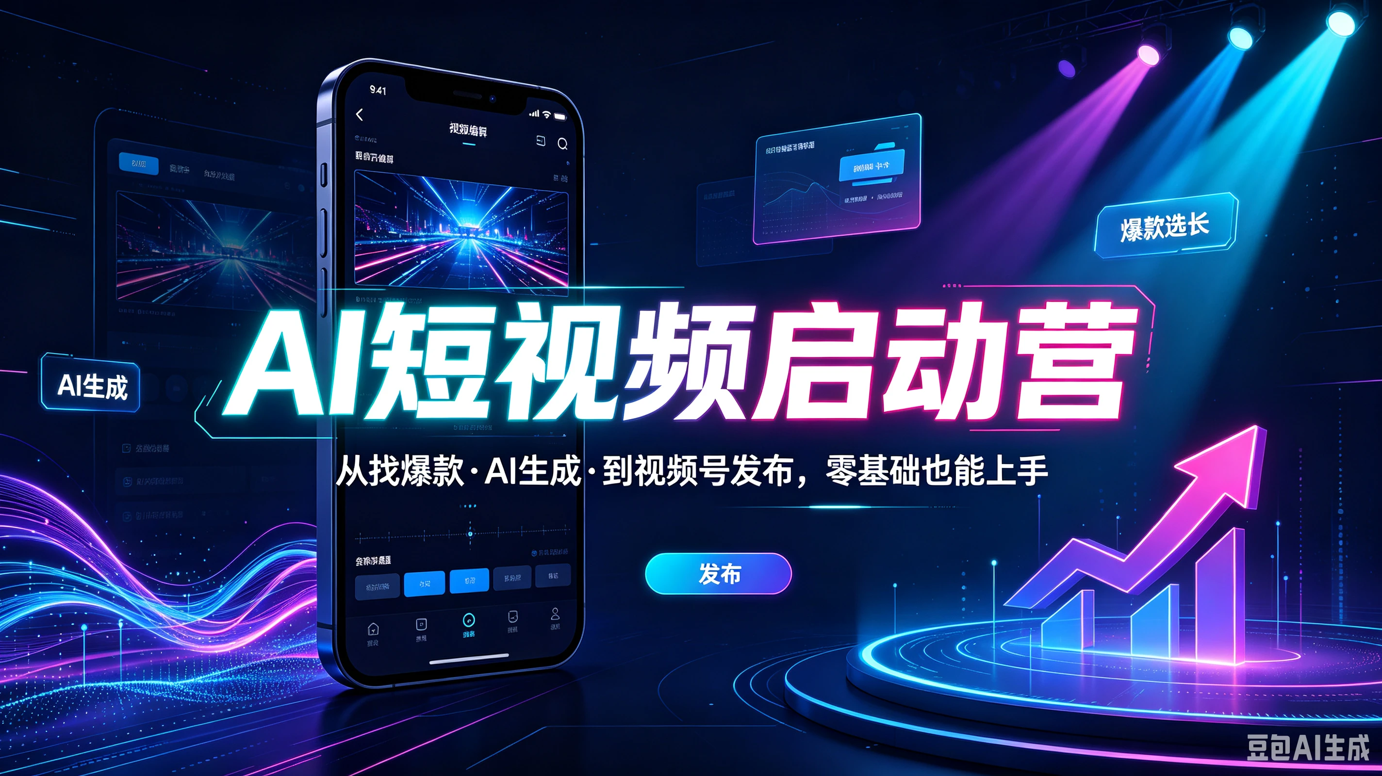 【精】AI短视频启动营，从找爆款·AI生成·到视频号发布，零基础也能上手