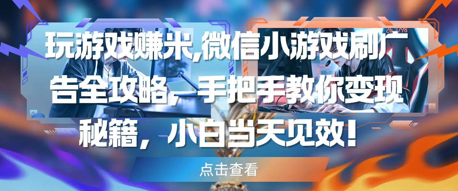 玩游戏赚米,微信小游戏刷广告全攻略,手把手教你变现秘籍,小白当天见效! 玩游戏赚米,微信小游戏刷广告全攻略,手把手教你变现秘籍,小白当天见效!