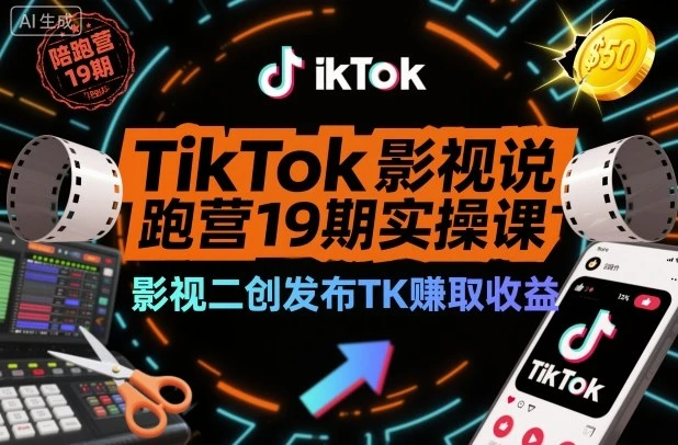 【精】TikTok影视解说陪跑营19期实操课,影视二创发布TK賺取收益,万播收益50美金 【精】TikTok影视解说陪跑营19期实操课,影视二创发布TK賺取收益,万播收益50美金